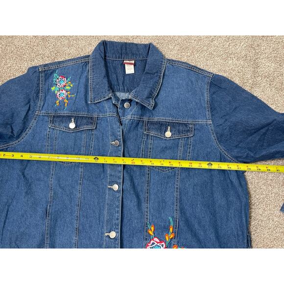 VTG Tudor Court Women's Denim Embroidered Floral Lagenlook Western Jacket 3X - Picture 12 of 12